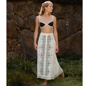 VRG GRL Love Language Midi Linen Skirt NWT